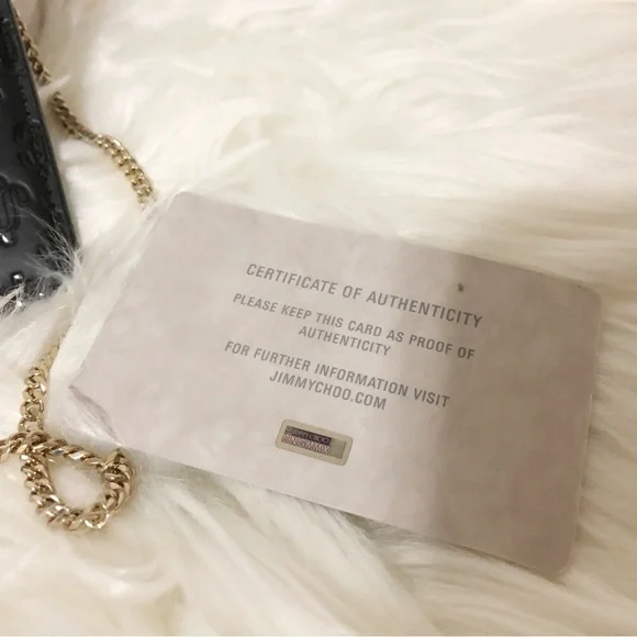 Authentic JIMMY CHOO Black Monogram Embossed Leather JC Logo Chain Card … - Picture 12 of 12